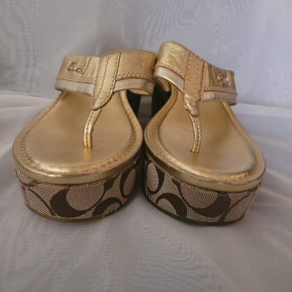 Coach Metallic Gold Women's Sandals - Picture 7 of 12